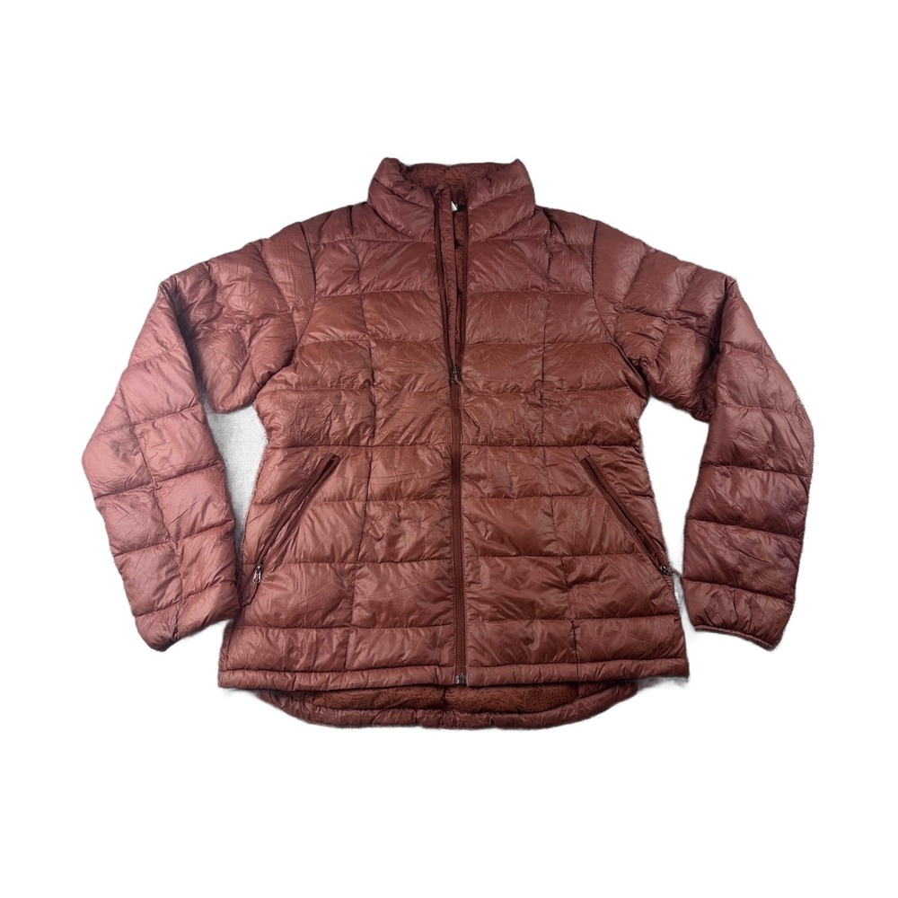 REI Co-op Puffer 650 Down Jacket Women M Brown Solid Full Zip Mountain Outdoor